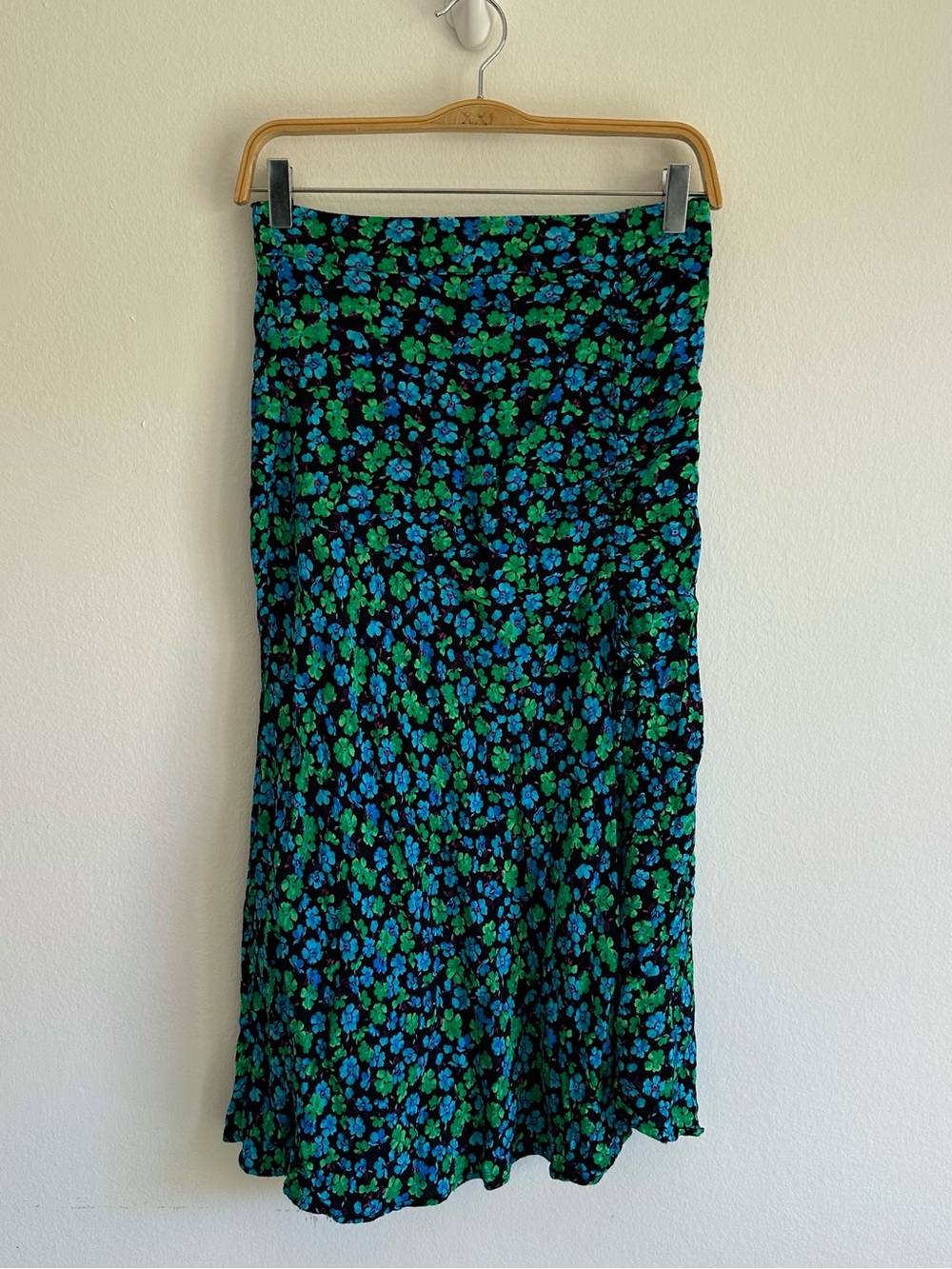 Vintage Y2K Fairy Skirt Midi Whimsigoth Green Blue Cover Floral Slit Sumner Euro